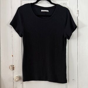Abercrombie & Fitch Black Ribbed Crewneck Top